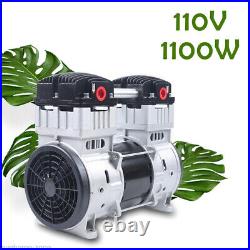 1100W 7CFM Compressor Head Small Air Mute Oilless Vacuum Pump Silent Air Pump US