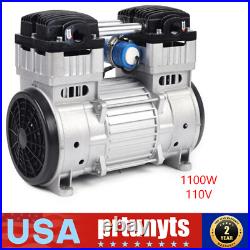 110V Air Compressor Head Small Air Pump Head Motor Oilless Diaphragm Vacuum Pump