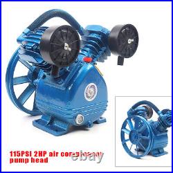 115PSI 2HP 2 Cylinder Pneumatic Air Compressor Motor Air Pump Head V-Style 1500W