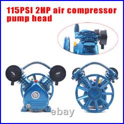 115PSI 2HP 2 Cylinder Pneumatic Air Compressor Motor Air Pump Head V-Style 1500W