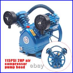 115PSI 2HP 2 Cylinder Pneumatic Air Compressor Motor Air Pump Head V-Style 1500W