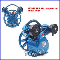 115PSI 2HP 2 Cylinder Pneumatic Air Compressor Motor Air Pump Head V-Style 1500W