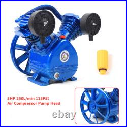 115 PSI 2.2KW 3HP V-Style 2 Piston Twin Cylinder Air Compressor Pump Motor Head