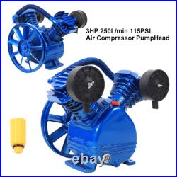115 PSI 2.2KW 3HP V-Style 2 Piston Twin Cylinder Air Compressor Pump Motor Head