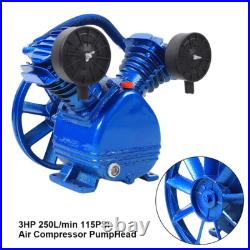 115 PSI 2.2KW 3HP V-Style 2 Piston Twin Cylinder Air Compressor Pump Motor Head