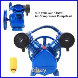 115 PSI 2.2KW 3HP V-Style 2 Piston Twin Cylinder Air Compressor Pump Motor Head