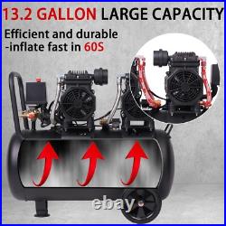13.2Gallon Air Compressor Portable Hand Carry 1.5HP Oil Free Ultra Quiet14.83CFM