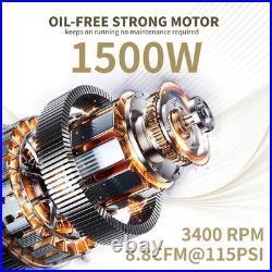 14.5 Gallon Ultra Quiet Air Compressor 110V/60Hz 1.5HP 8.8CFM, Oil-Free 70dB