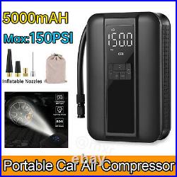 150PSI Air Compressor Portable Tire Inflator Electric Air Pump 5000mAh 13 PCS