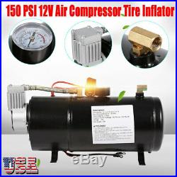 150 PSI 12V Air Compressor with 3L Air Tank Pump For Air Horn BAGS Vehicle