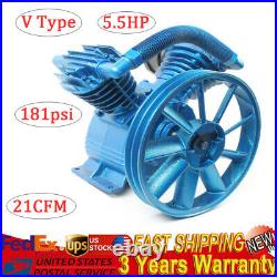 181PSI 5HP 4KW V Style Twin Cylinder Air Compressor Pump Motor Head, Blue