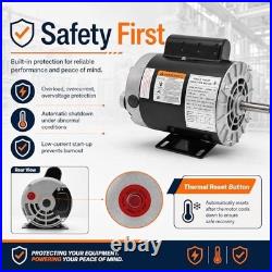 1/2HP AC Motor 3450 RPM 115V/230V, 56 Frame Air Compressor, Quiet 68dB, Keyed Sh