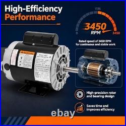 1/2HP AC Motor 3450 RPM 115V/230V, 56 Frame Air Compressor, Quiet 68dB, Keyed Sh