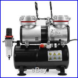 1/3 HP Twin Piston Airbrush Compressor Professional Oil-less Air Pump withTank