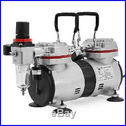 1/3 HP Twin Piston Airbrush Compressor Professional Tankless Oil-less Air Pump