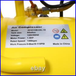 1.5HP Air Compressor 8 Gallon 115PSI Silent Oil Free Air Compressor 70 dBA