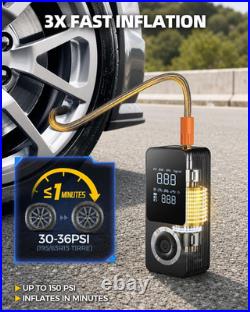 2026 Upgraded Tire Inflator Portable Air Compressor with 3X Fast Inflation, Auto
