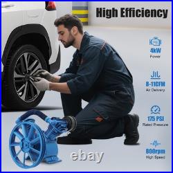 21CFM 5HP 175 PSI Air Compressor Pump Motor Head Double Stage V-Style 2-Cylinder