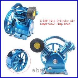 21CFM 5HP V-Style 2-Cylinder Air Compressor Pump Motor Head Double Stage 175 PSI