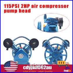 2HP 115PSI 2 Piston V Style Twin Cylinder Air Compressor Head Pump Single Stage