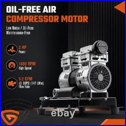 2HP Oil Free Air Compressor Motor Pump 5.2CFM 90PSI Max 145PSI 110V 60Hz