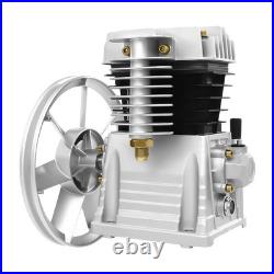 2HP Piston Air Compressor Pump Head Oil Lubricat Belt Drive &Silencer 2-Cylinder