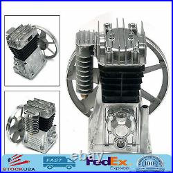 2HP Piston Air Compressor Pump Twin Cylinder Oil Lubricated Belt Drive Aluminum