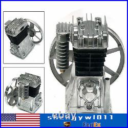 2HP Piston Air Compressor Pump Twin Cylinder Oil Lubricated Belt Drive Aluminum