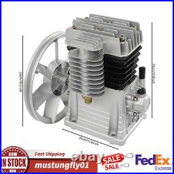 2HP Piston Air Compressor Pump Twin Cylinder Oil Lubricated Belt Drive Aluminum