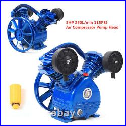 2.2KW 3HP V-Style 2 Piston Twin Cylinder Air Compressor Pump Motor Head 115PSI