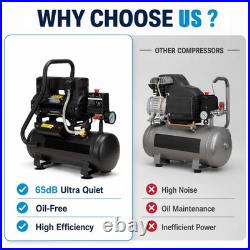2 Gallon Oil-Free Air Compressor, 1.0HP, 100 PSI, Quiet 65dB, Portable & Lightwe