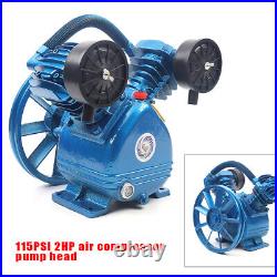 2 Piston Air Compressor Head Pump V Style Twin Cylinder Single Stage 2HP 115PSI