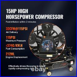 30 Gallon Gas Powered Air Compressor 15HP 33CFM@115PSI 115PSI Max Pressure