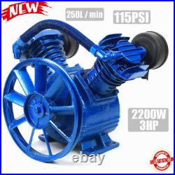 3HP 115 PSI V Style Twin Cylinder Air Compressor Pump Motor Head Air Tool Blue