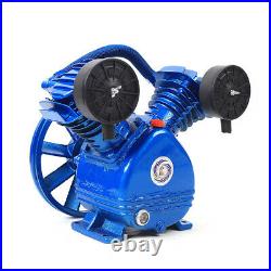 3HP 2 Piston V Style Twin Cylinder Air Compressor Head Pump Blue 115PSI