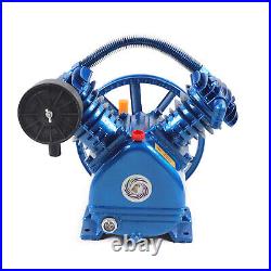 3HP 2 Piston V Style Twin Cylinder Air Compressor Pump Motor Head Air Tool Blue