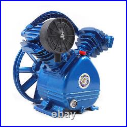 3HP V Type Twin Cylinder Air Compressor Pump Head Blue Double Stage 175PSI 2200W