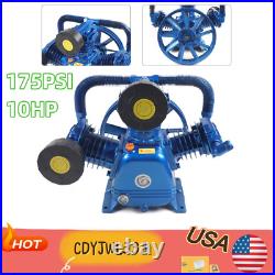 3-Cylinder 10HP 7.5KW W Style Air Compressor Pump Motor Head Double Stage 175PSI