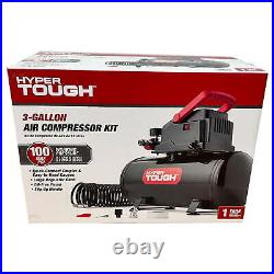 3 Gallon Oil-free Portable Air Compressor with Hose & Inflation Accessory Kit