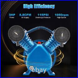 3 HP 2-Piston Replacement Air Compressor Pump Single Stage V Style Twin Cylinder
