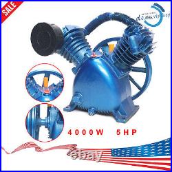 4KW V Style 2-Cylinder Air Compressor Pump Motor Head Double Stage 175psi 5HP US
