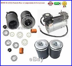 5PCS kit Front&Rear Left+Right Air Suspension Spring + Compressor For BMW X5 E53