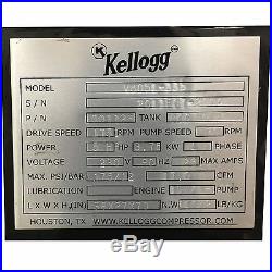5 HP Kellogg American Vertical Air Compressor, Single Phase, 80 Gallon, 335 Pump