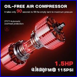 8/10/14 Gallon Ultra Quiet 115 PSI Pressure Oil-Free Air Compressor Tank 70dB