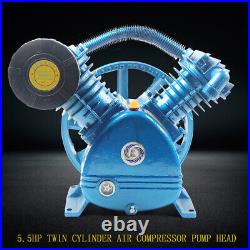 8-11CFM 5HP V Style 2-Cylinder Air Compressor Pump Motor Head Double Stage
