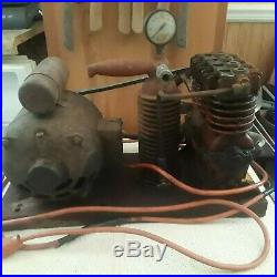 ANTIQUE CAMPBELL HAUSFELD air Compressor Pump With VINTAGE HOOVER 1/2HP MOTOR