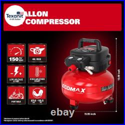 Air Compressor 6 Gallon 150 PSI Pancake Portable Oil-Free Tank with 10 PCS Acces