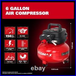 Air Compressor 6 Gallon 150 PSI Pancake Portable Oil-free Tank with 10 PCS Kit