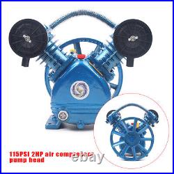 Air Compressor Pump Blue Twin Cylinder 2 Piston V Style 2HP Head Single Stage