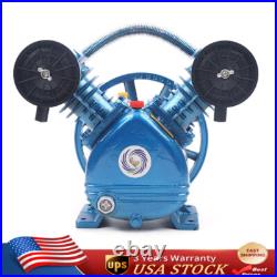 Air Compressor Pump Twin Cylinder 2 Piston V Style 2HP Head Single Stage Blue